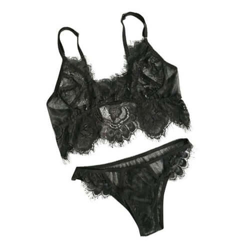 ELITE CASA Lace Mesh Bralette & G-String Set