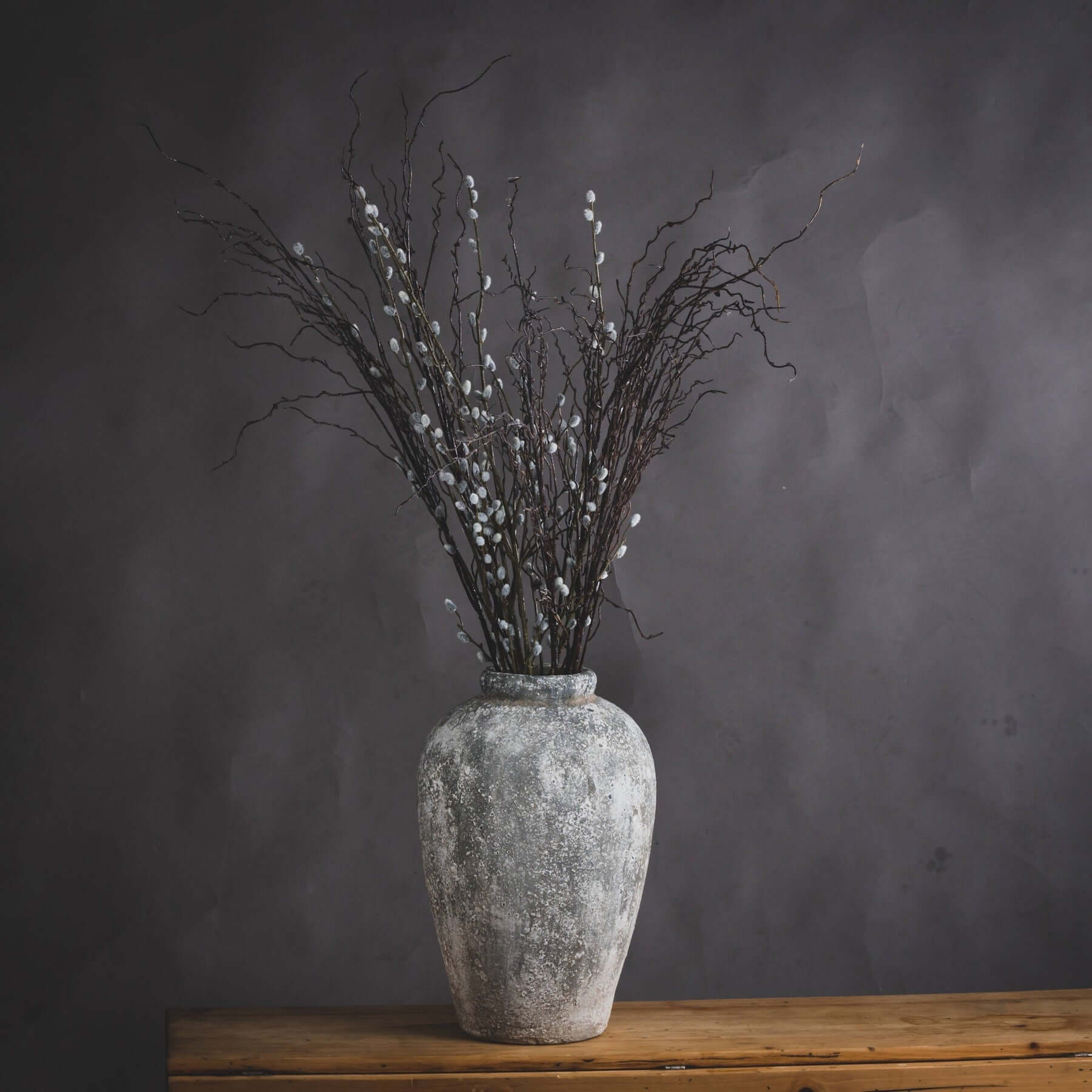 ELITE CASA Aged Stone Tall Ceramic Vase
