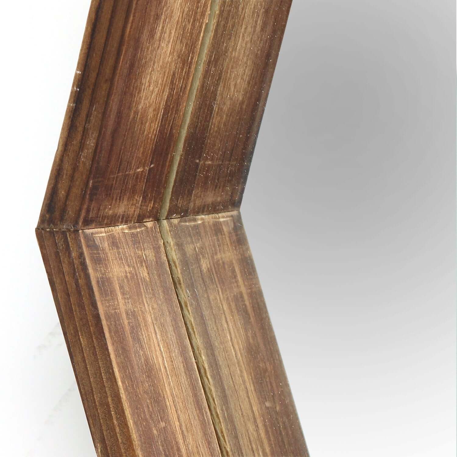 ELITE CASA Dark Wood Hexagonal Wall Mirror