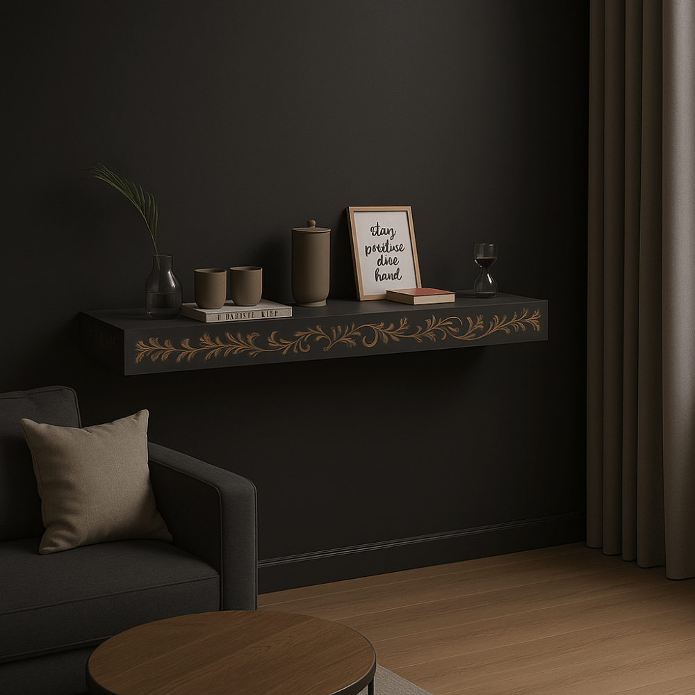 ELITE CASA Custom Gray MDF Floating Wall Shelf