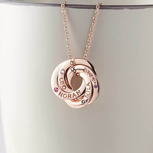 ELITE CASA Personalized Birthstone Mom Necklace