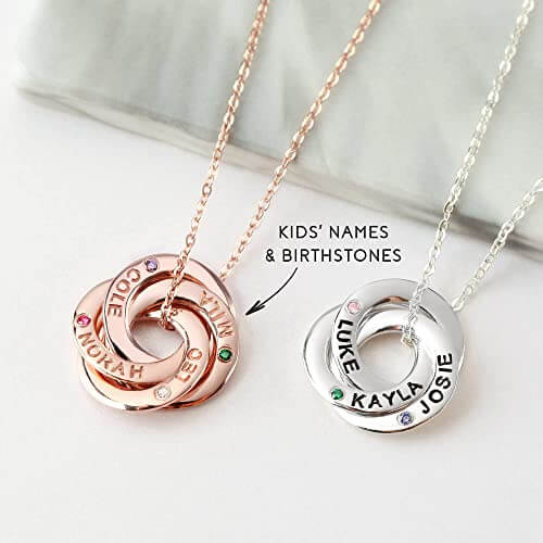 ELITE CASA Personalized Birthstone Mom Necklace