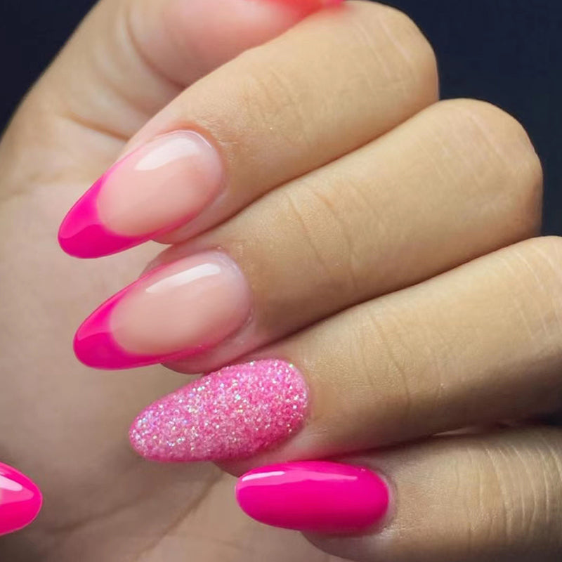 ELITE CASA Press On Nails Kit featuring pink and glitter designs for a stylish manicure.