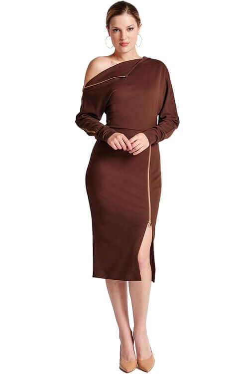 ELITE CASA Josefa Asymmetric Midi Dress