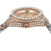 ELITE CASA Rococo Steel CZ Luxury Watch showcasing intricate diamond detailing and elegant rose gold accents.