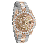 ELITE CASA Rococo Steel CZ Luxury Watch featuring a rose gold and silver design with dazzling diamond accents.