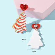 ELITE CASA Festive Christmas Tree Pendant Dangle Earrings Dainty with heart charm and colorful tree design