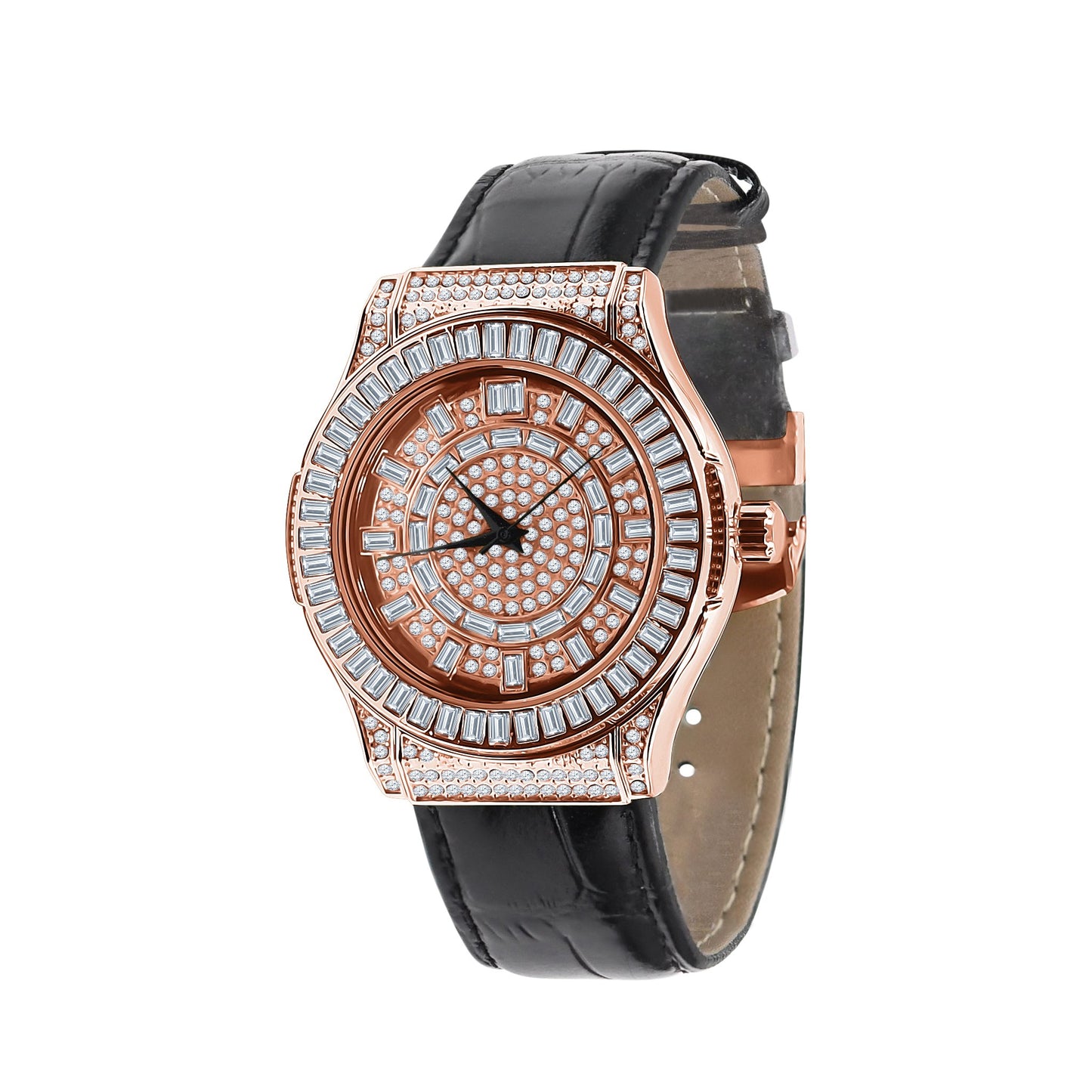 ELITE CASA Conspicious Bling Leather Watch