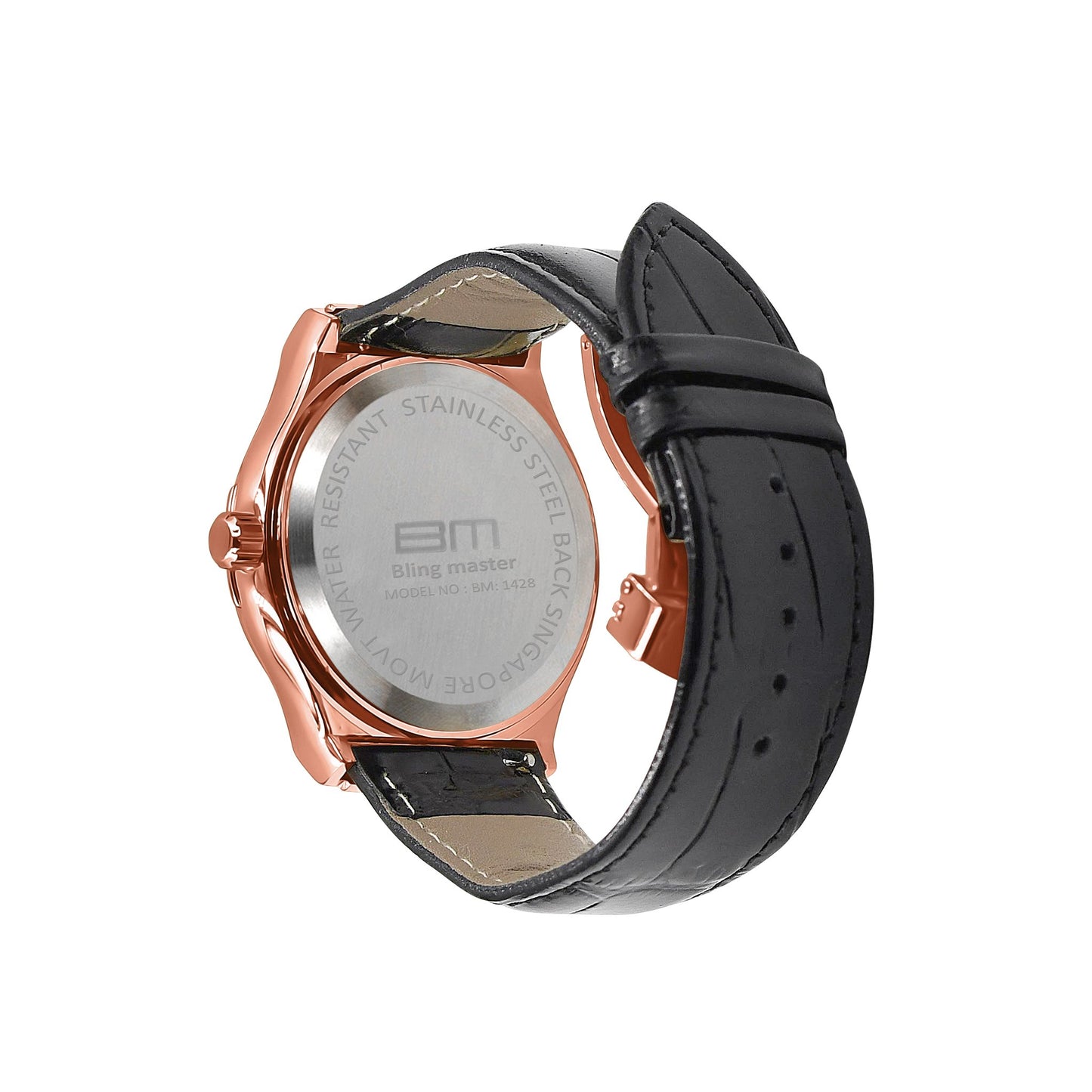ELITE CASA Conspicious Bling Leather Watch