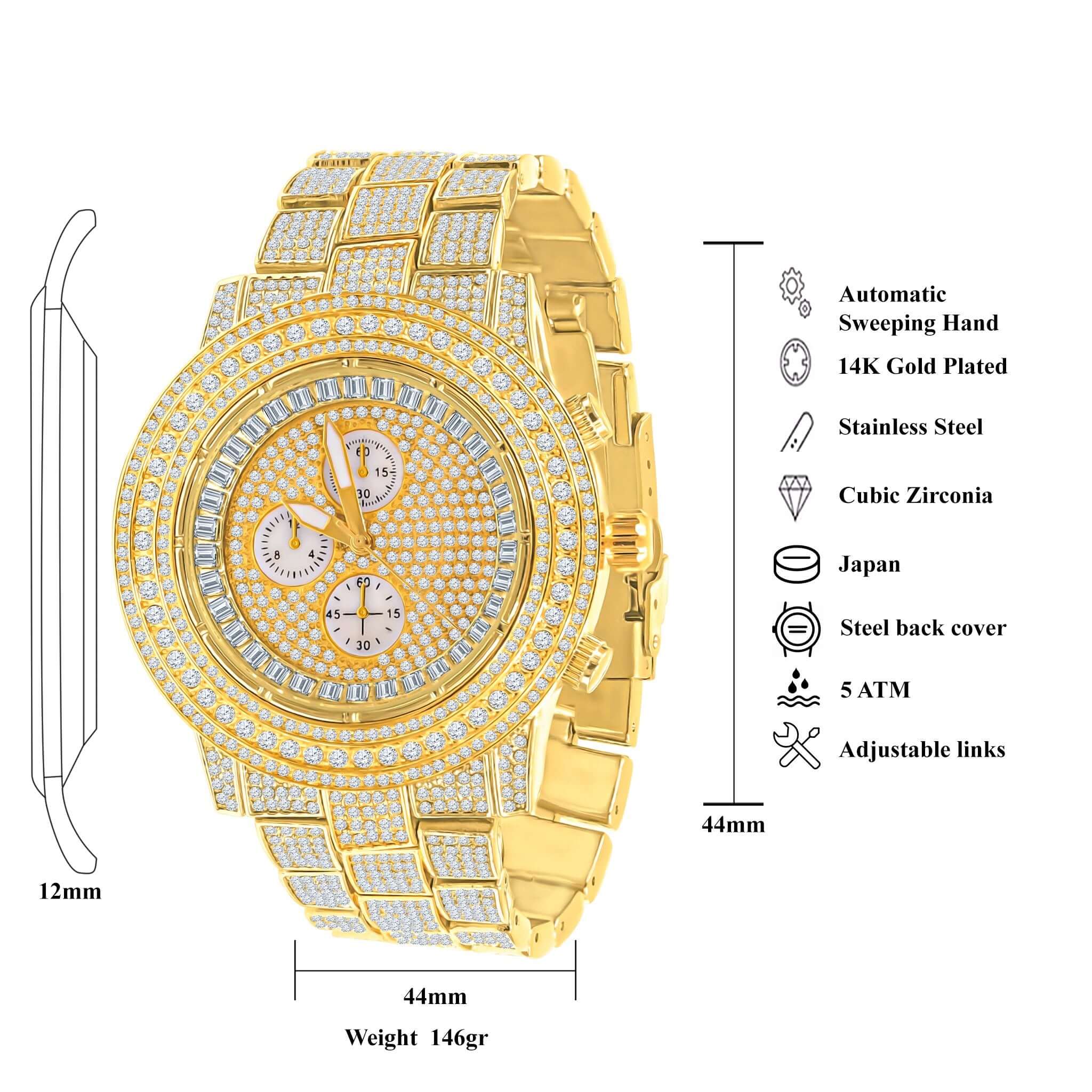 ELITE CASA Comely Hip Hop Metal Watch