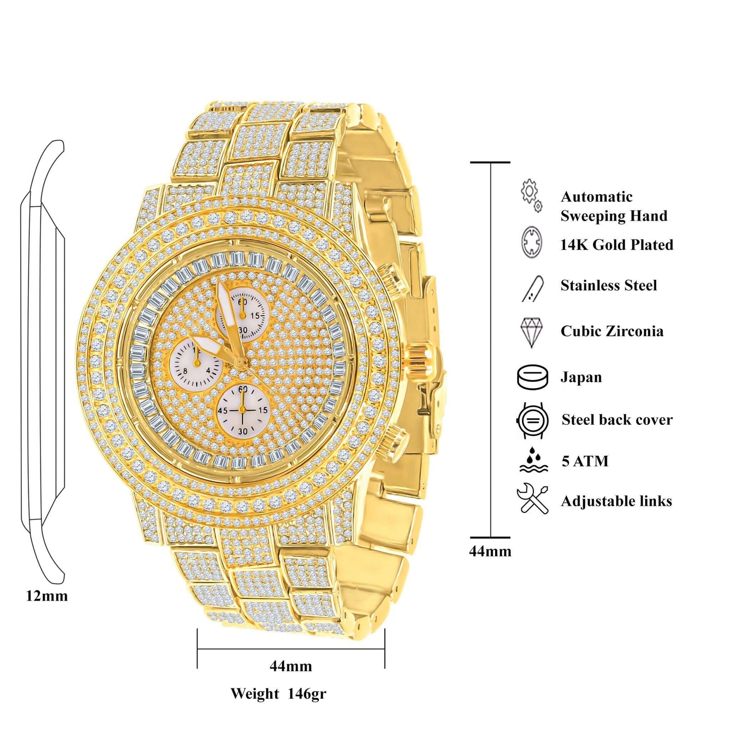 ELITE CASA Comely Hip Hop Metal Watch