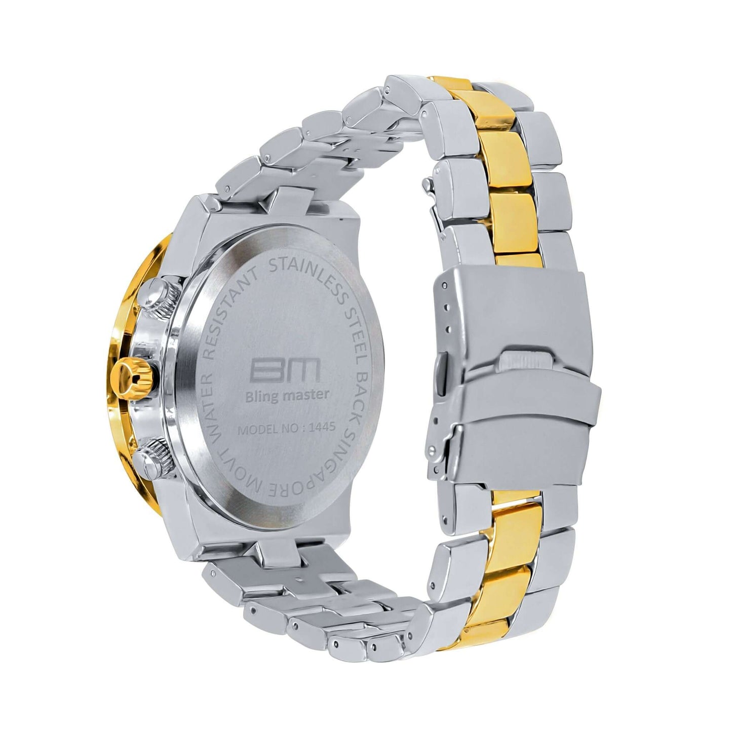 ELITE CASA Hip Hop Metal Watch Comely with stainless steel and gold accents, showcasing sleek design and craftsmanship.