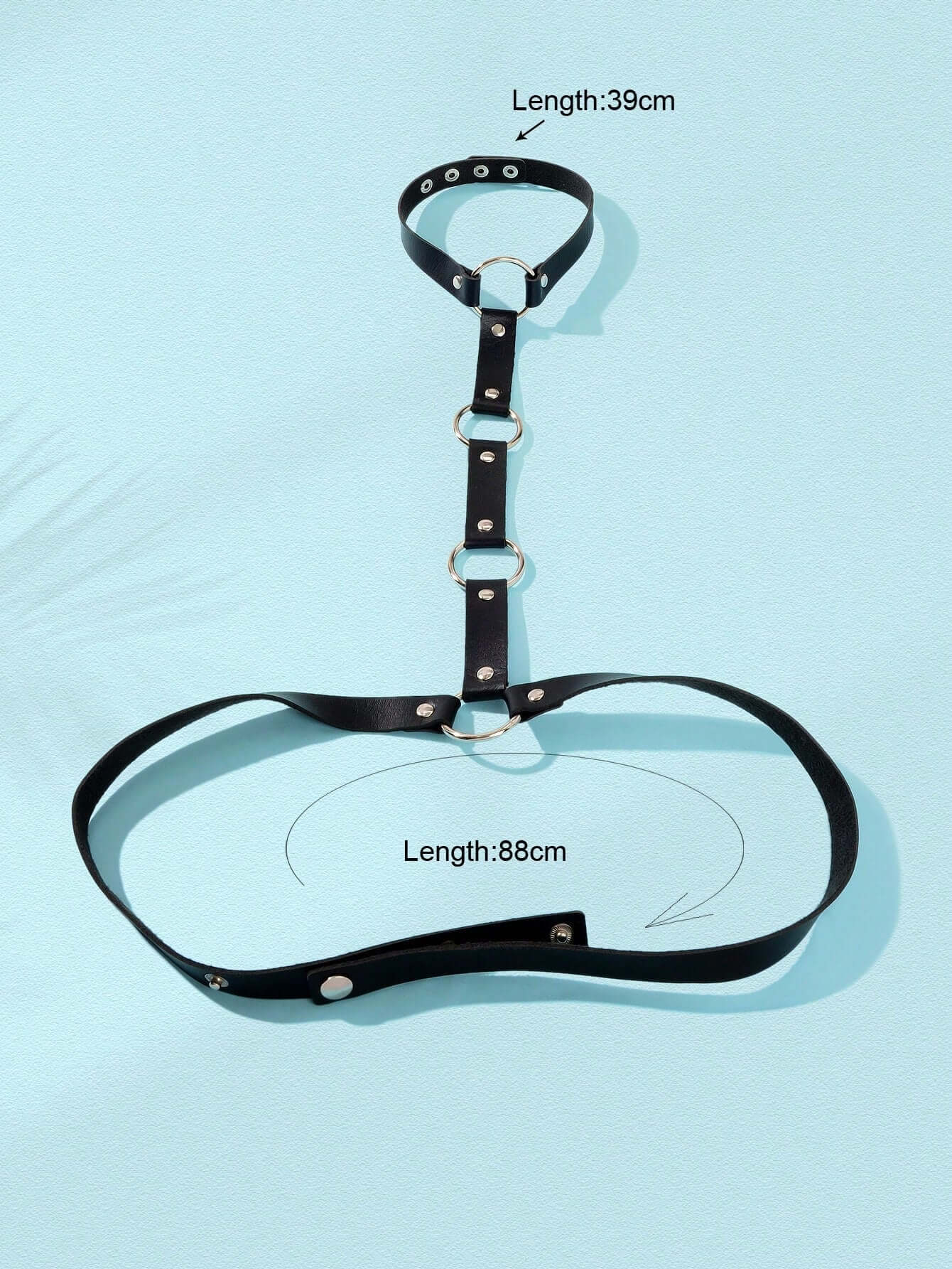 ELITE CASA Black PU Leather Belly Harness with Chain