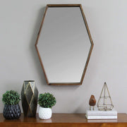 ELITE CASA Dark Wood Hexagonal Wall Mirror