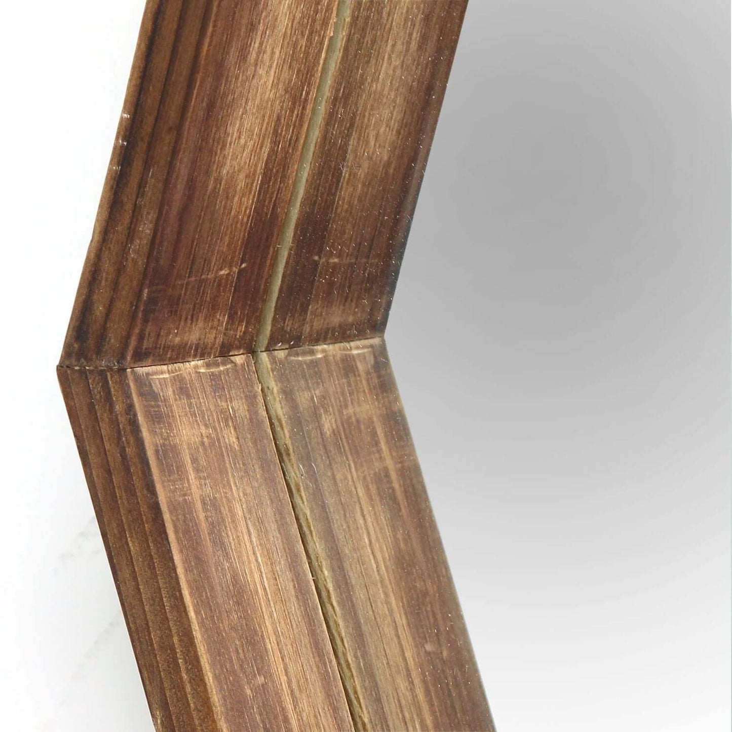 ELITE CASA Dark Wood Hexagonal Wall Mirror