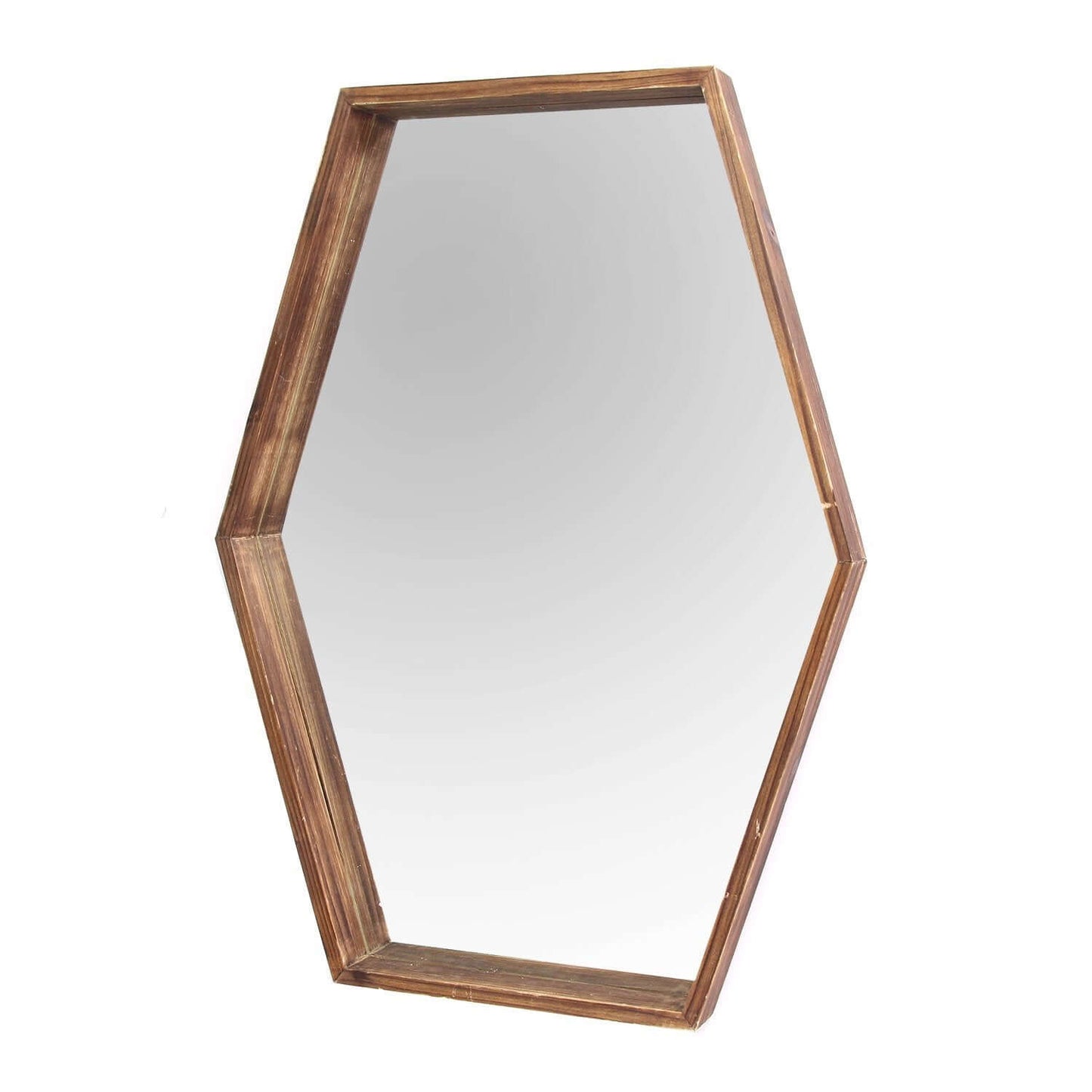ELITE CASA Dark Wood Hexagonal Wall Mirror