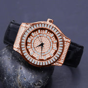 ELITE CASA Conspicious Bling Leather Watch