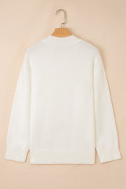 Embroidered Flower Ribbed Loose Sweater