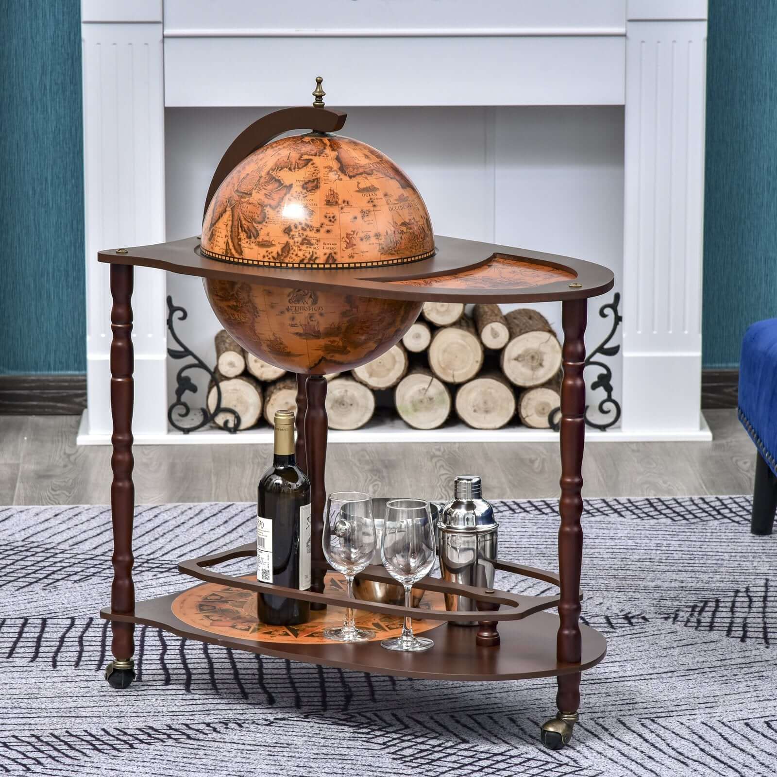 ELITE CASA Retro Globe Mini Bar Cabinet