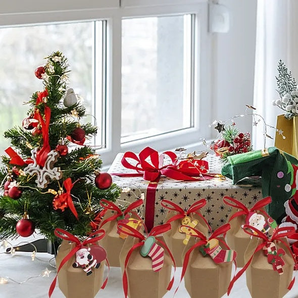 ELITE CASA  24-pcs-christmas-gift-boxes-with-ribbon