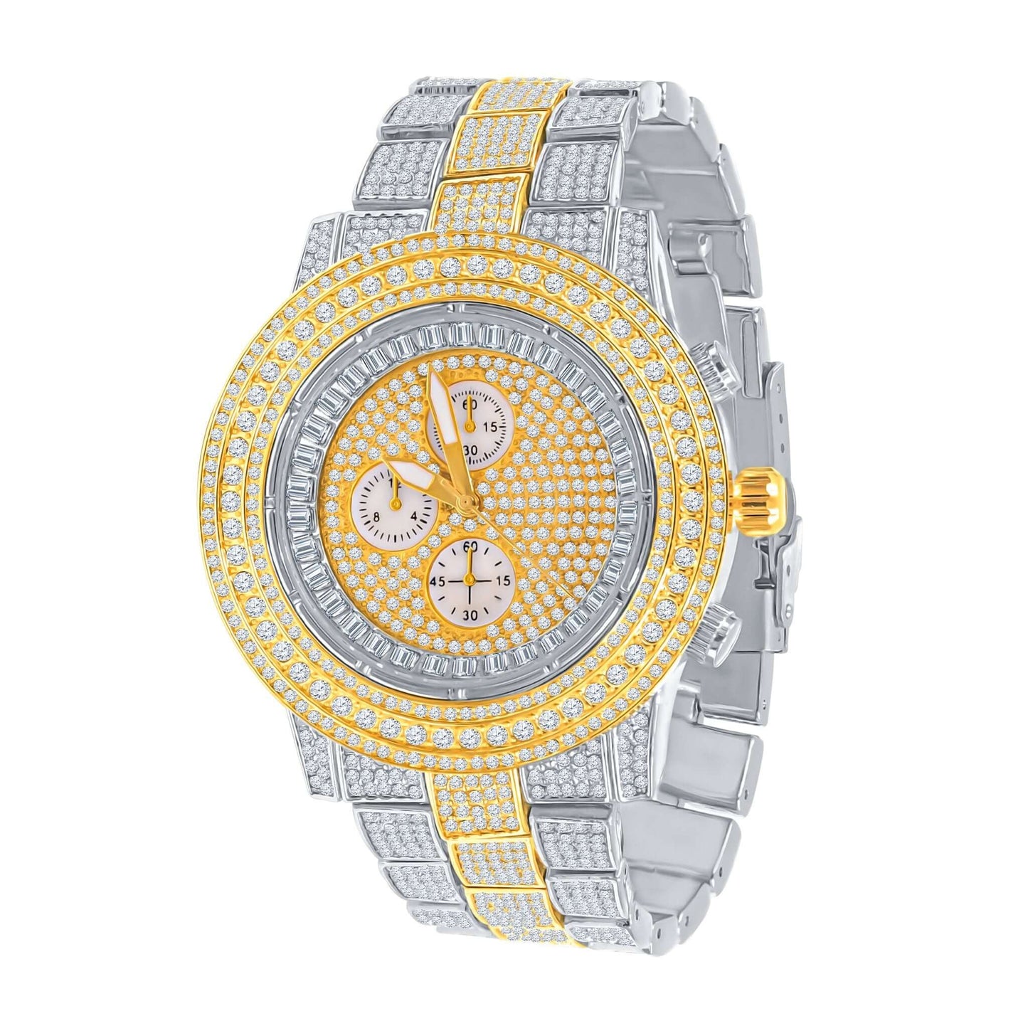 ELITE CASA Hip Hop Metal Watch Comely with gold and silver accents, designed for a bold, trendy look.