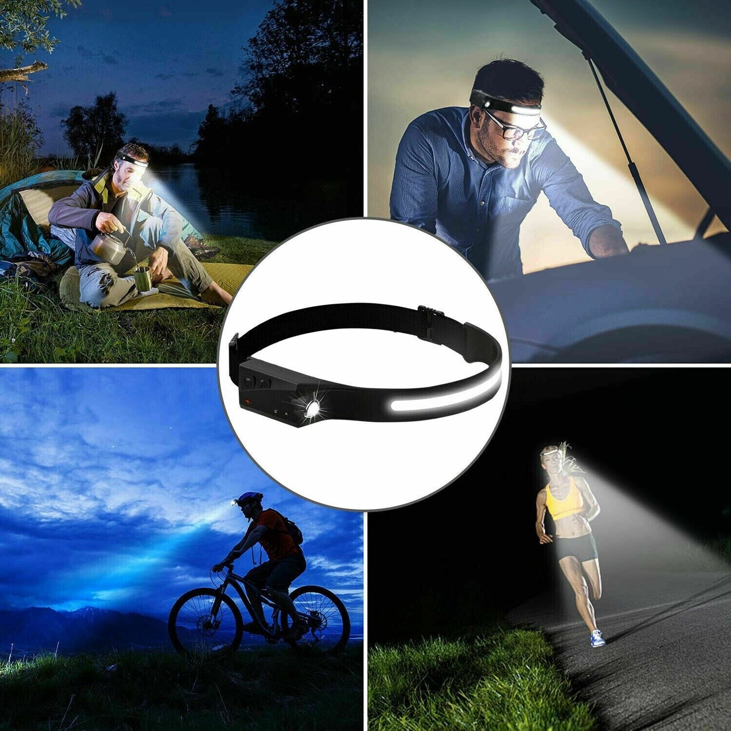 ELITE CASA COB LED USB Rechargeable Headlamp Torch