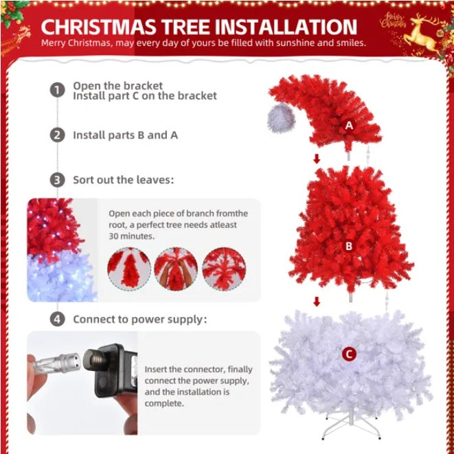 ELITE CASA Santa Hat Pre-lit Tree