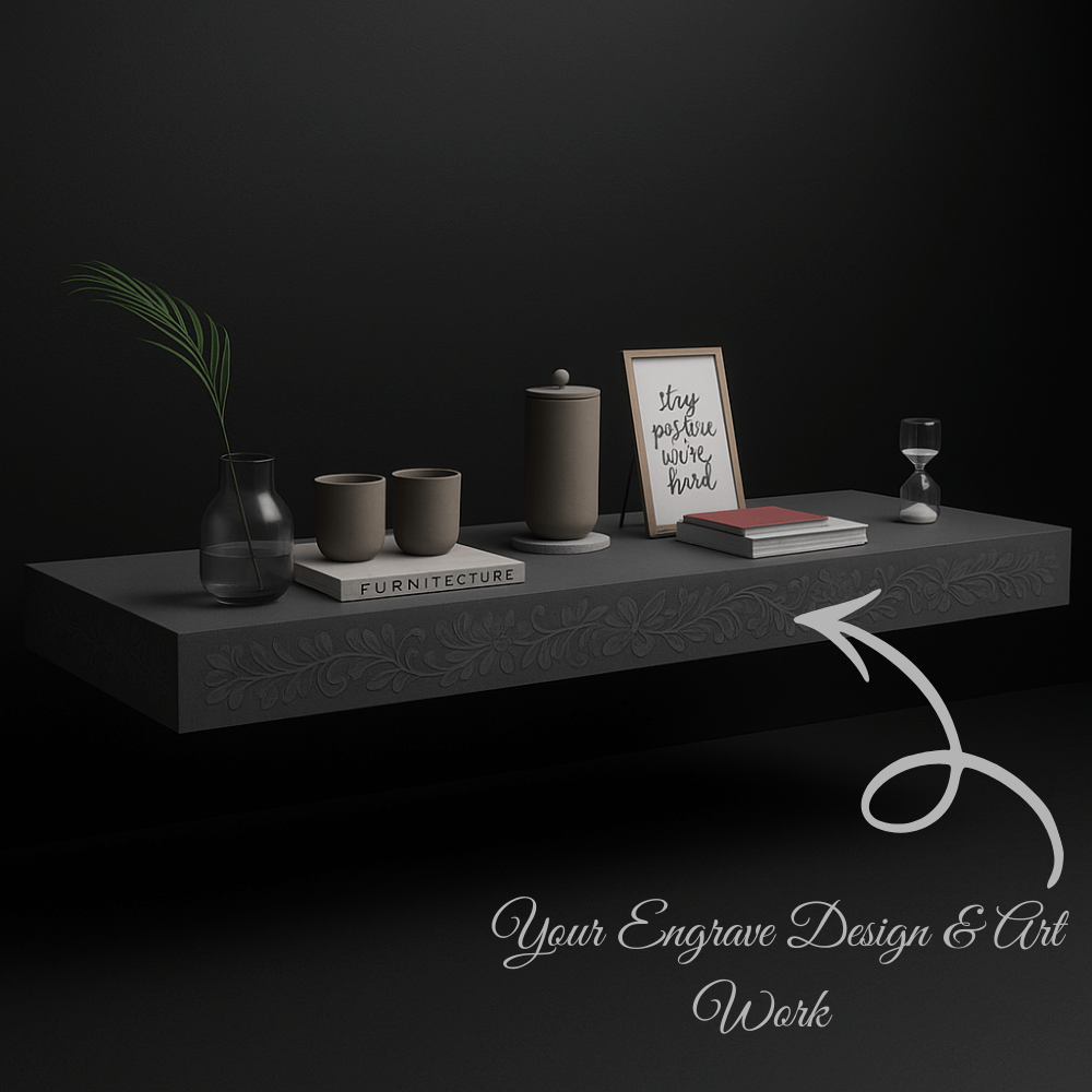 ELITE CASA Custom Gray MDF Floating Wall Shelf