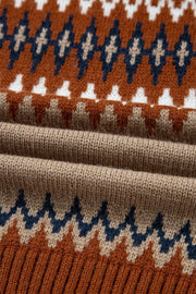 Western Aztec Geometric Colorblock Crewneck Sweate