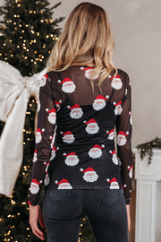 ELITE CASA Santa Mesh Christmas Top