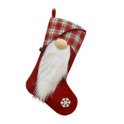 ELITE CASA Christmas stocking featuring a Santa design with plaid pattern, perfect for festive decor.
