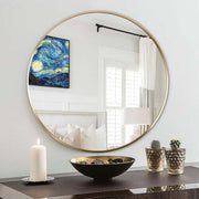 ELITE CASA 24" Gold Metal Round Bathroom Mirror