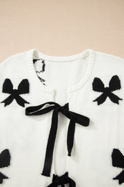 Bow Lace-up Sweater Cardigan