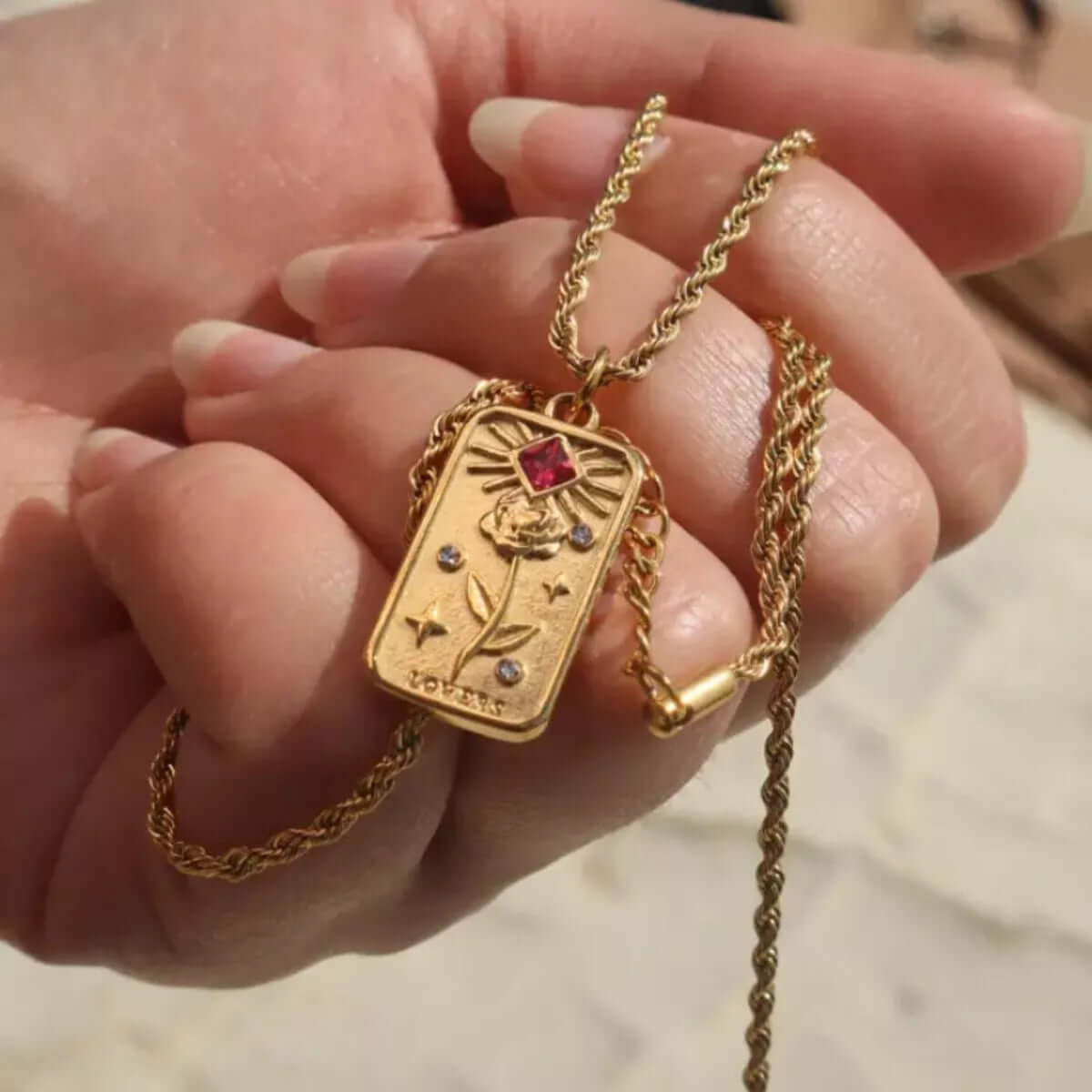 ELITE CASA 18K Gold Tarot Card Necklace