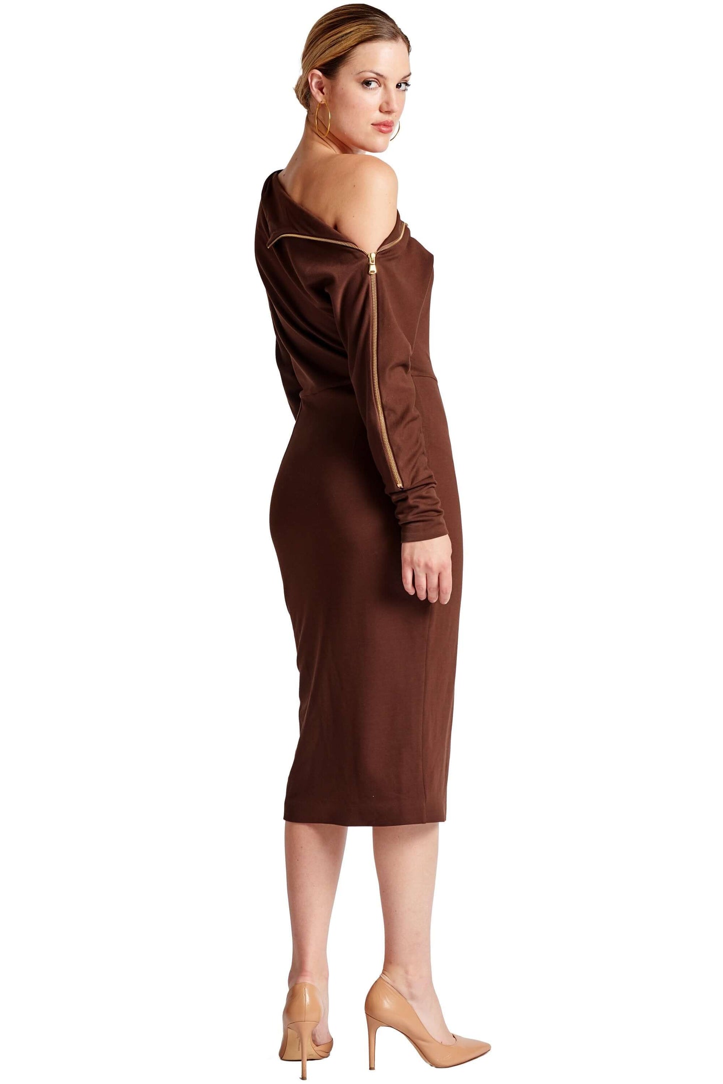 ELITE CASA Josefa Asymmetric Midi Dress