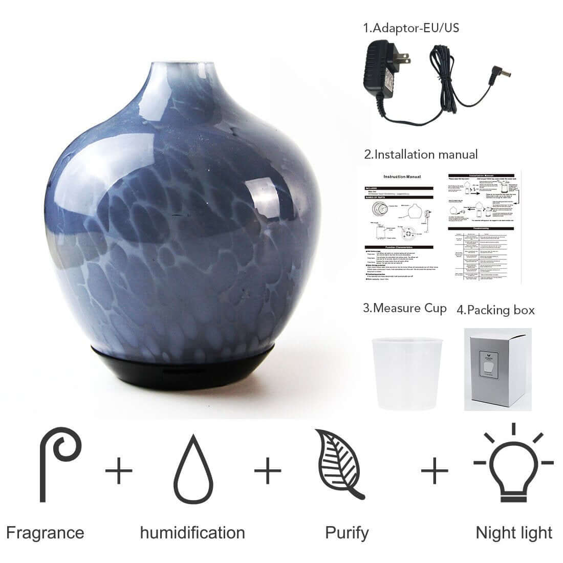 ELITE CASA Cool Mist Ultrasonic Glass Aroma Diffuser