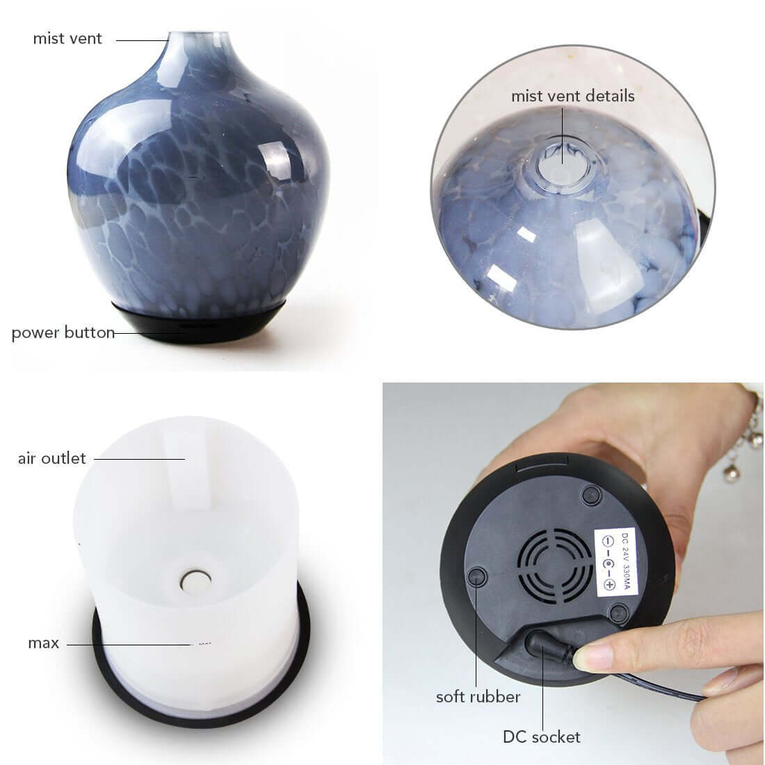 ELITE CASA Cool Mist Ultrasonic Glass Aroma Diffuser