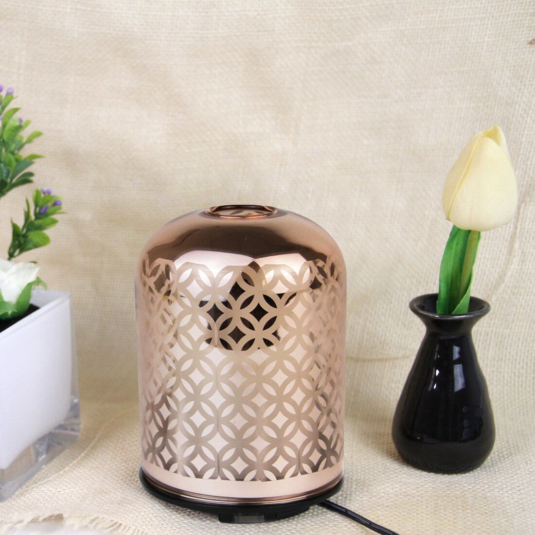 ELITE CASA Luxury Glass Essential Oil Diffuser Rose Gold