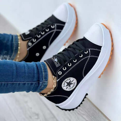 ELITE CASA Women’s Lace-Up Canvas Sport Sneakers