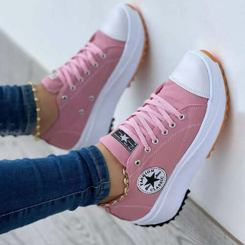 ELITE CASA Women’s Lace-Up Canvas Sport Sneakers