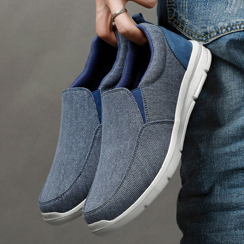 ELITE CASA Men’s Breathable Walking Sneakers in blue and gray, perfect for comfort and style.