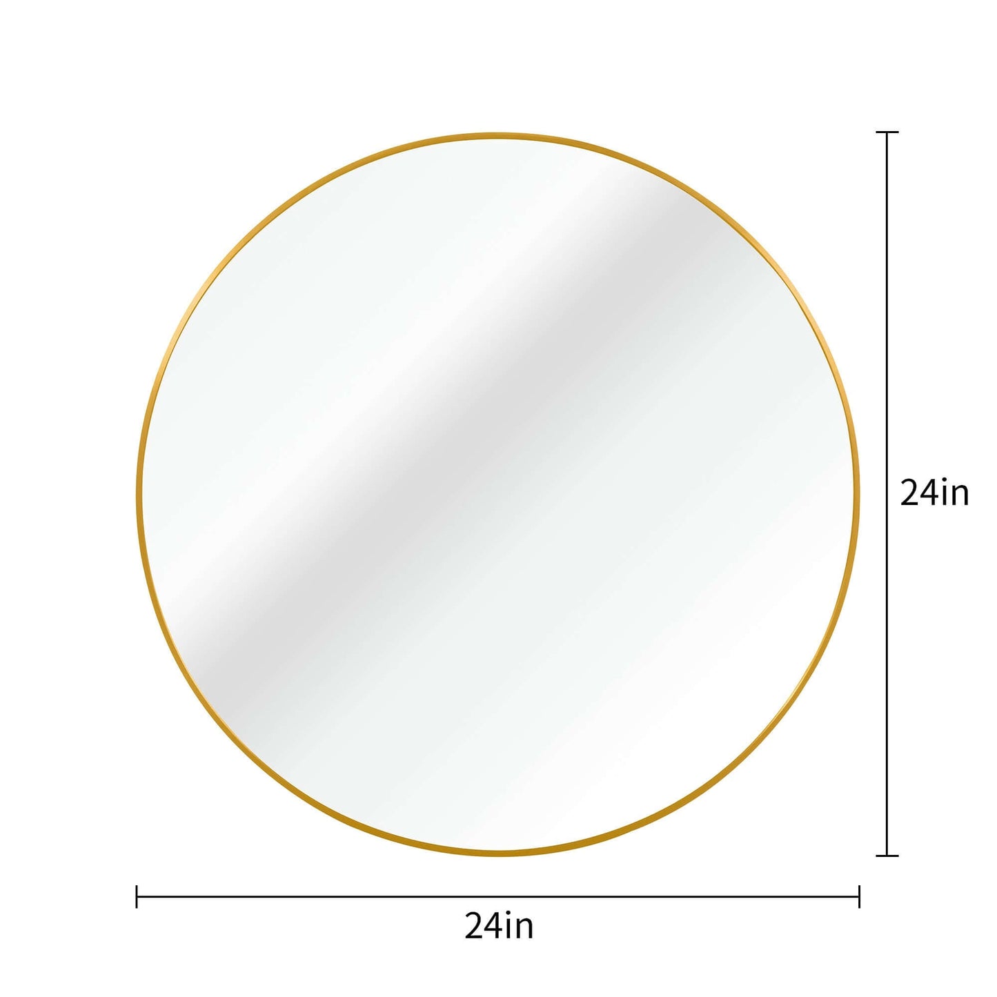ELITE CASA 24" Gold Metal Round Bathroom Mirror
