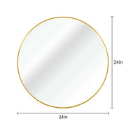 ELITE CASA 24" Gold Metal Round Bathroom Mirror