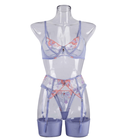 ELITE CASA Embroidered Lingerie Bra Set