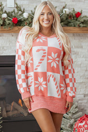 ELITE CASA Christmas Candycane Snowflake Sweater