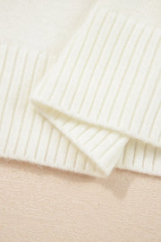 Embroidered Flower Ribbed Loose Sweater