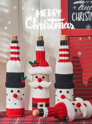 Cute Knitted Christmas Wine Bottle Cover Sleeves Set of 3 Pcs ( $10 Ea