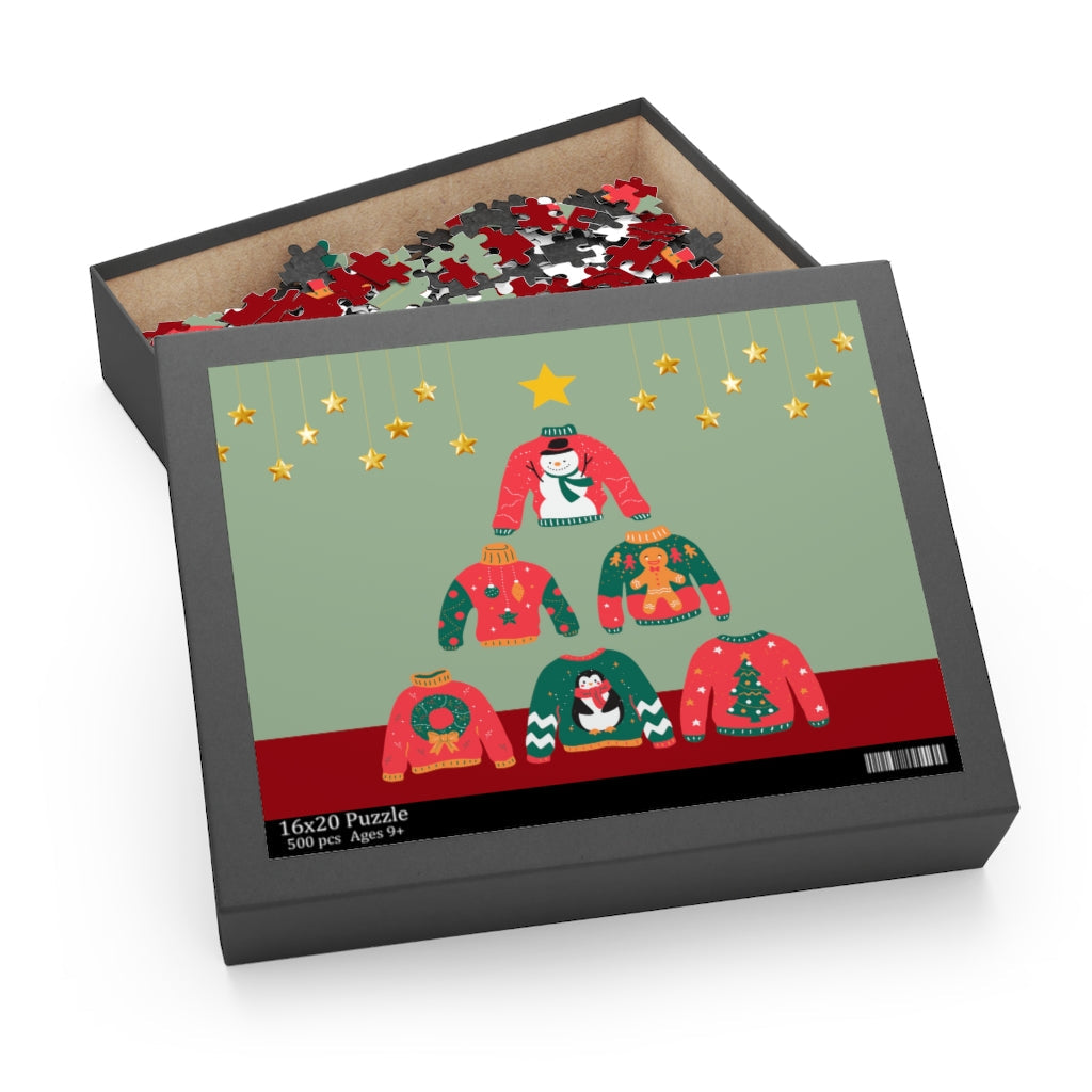 ELITE CASA Christmas Ugly Sweater Tree Puzzle 500-Piece