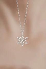 ELITE CASA 925 Silver Snowflake Necklace Stone