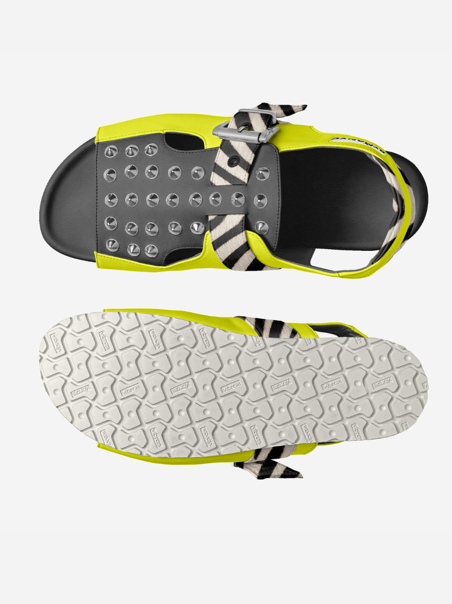 ELITE CASA BYMANYC® Madison Avenue Run Eco Shoes in vibrant yellow with unique sole design and stylish straps.